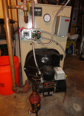 This is a Peerless Oil Boiler with a Beckett oil burner. We are NATE certified on oil furnace installation and service.